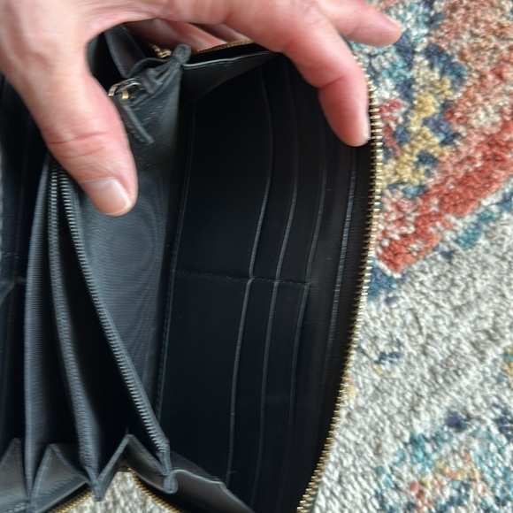 GUCCI Sherry Round Zippy Long Wallet Leather Black Red Authentic MWa0102 - Picture 4 of 9